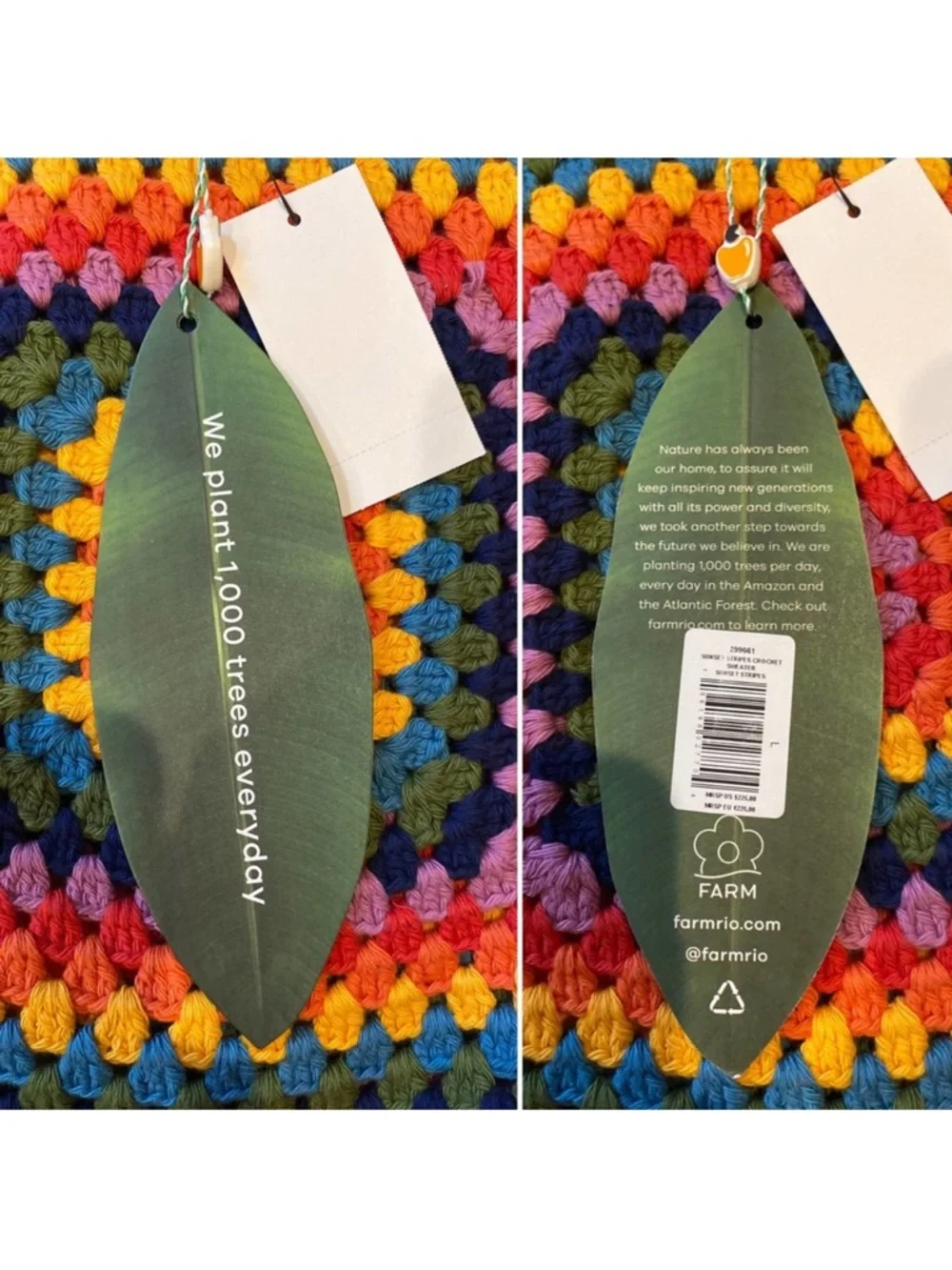 FARM Rio Multicolor Crochet Square Sweater - Picture 5 of 7